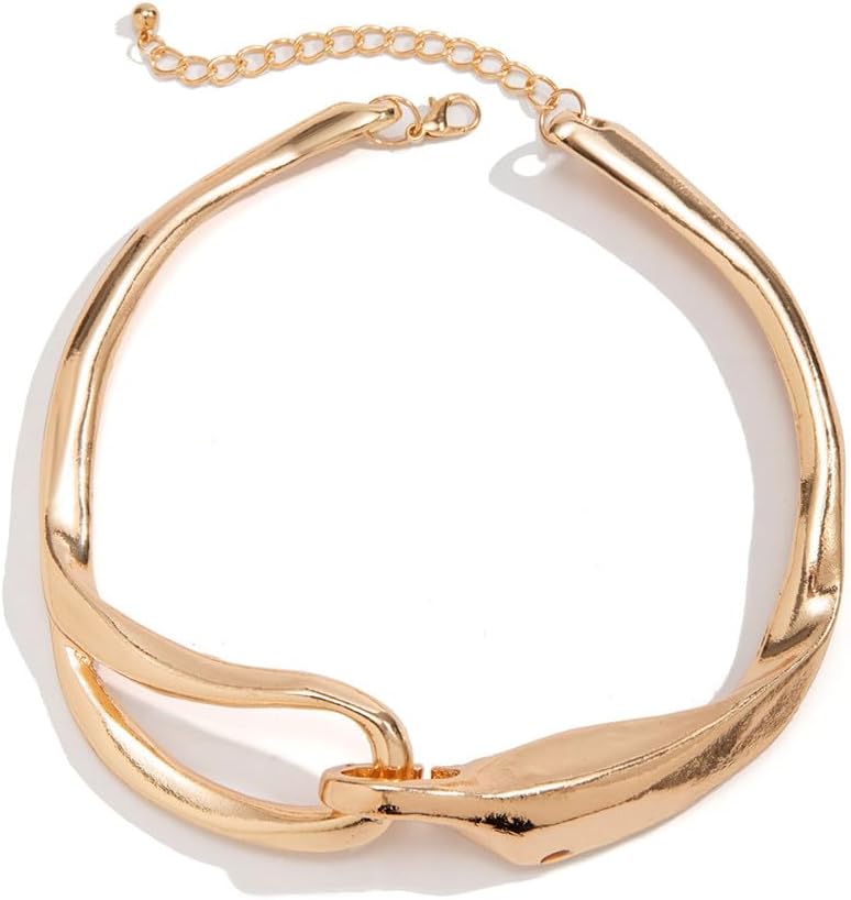 Hewill Store Chunky Gold Necklace Big Statement Chunky Necklace for Women African Tribe Wide Metal Choker Necklaces Jewelry - Image 4